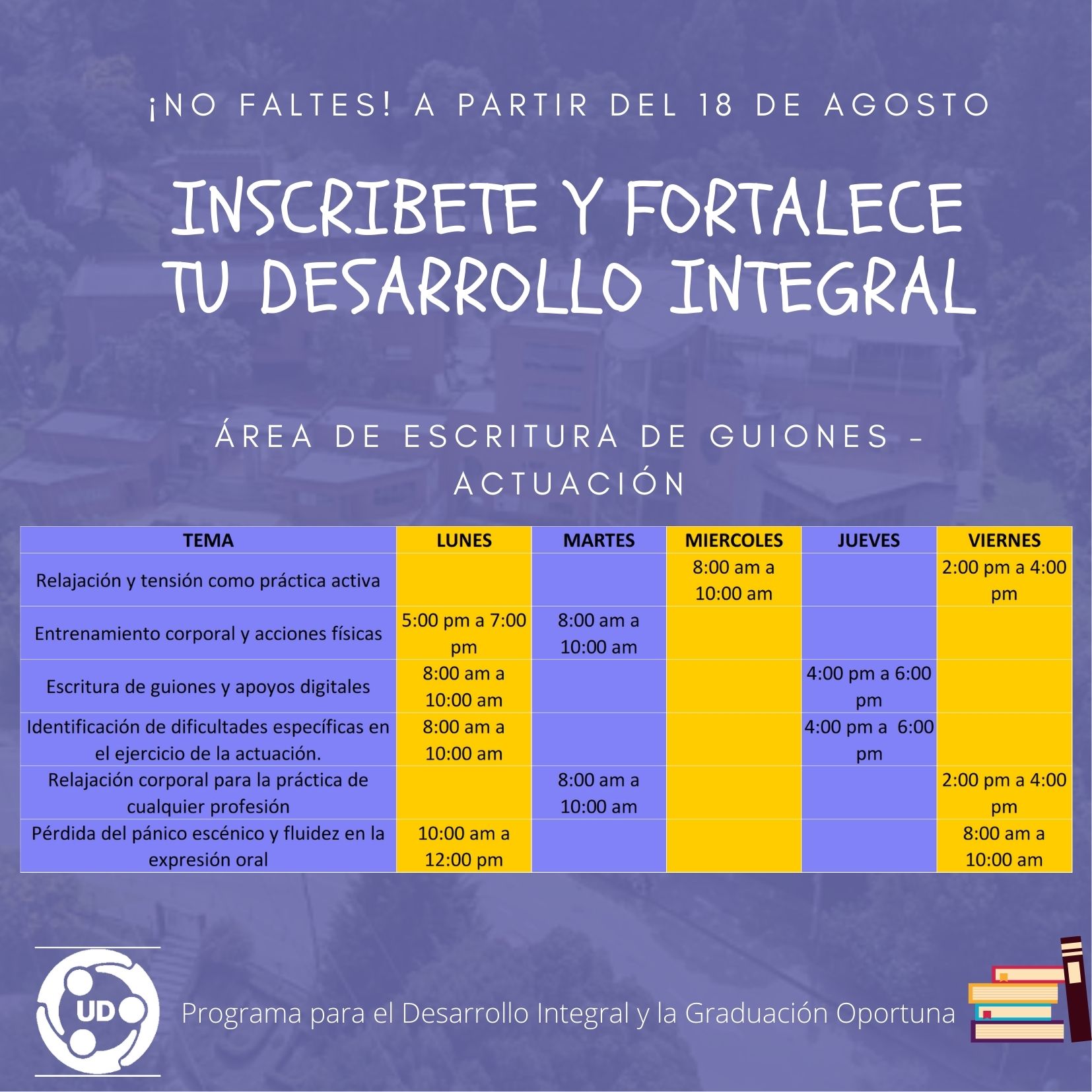 Cronograma de asesorías del área de actuación
