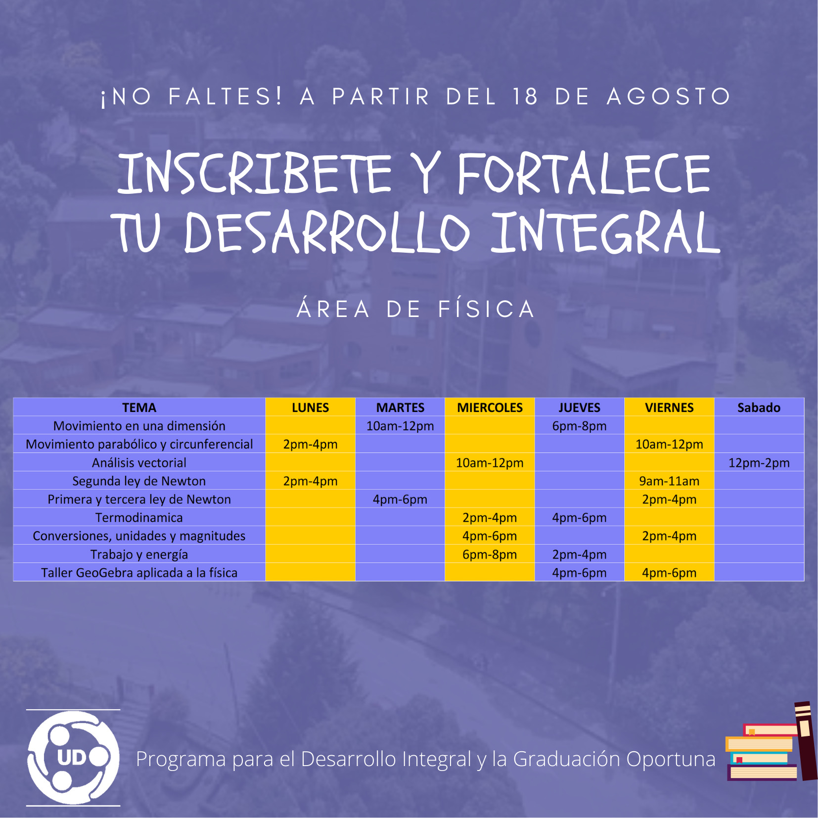 Cronograma de asesorías del área de Física