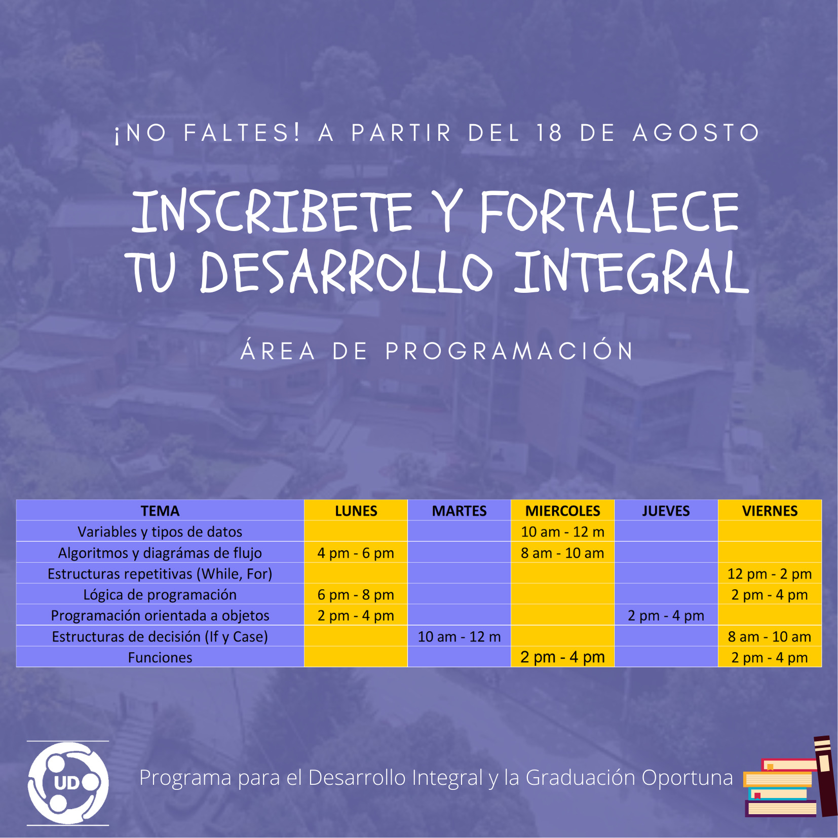 Cronograma de asesorías del área de Programación